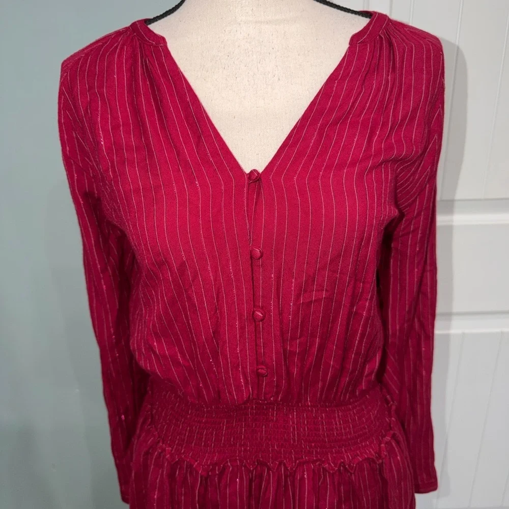 RAILS Jasmine Messina
Stripe Metallic LS Smocked
Waist Red Dress size XS - Picture 7 of 13